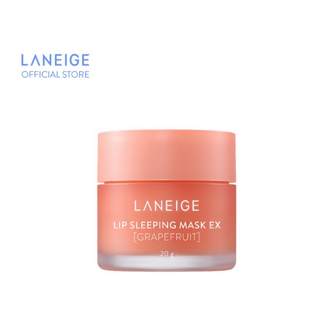 Laneige Lip Sleeping Mask EX Grapefruit 20g. กลิ่นเกรฟฟรุ้ต มาส์กริมฝีปากสูตรปรับปรุงใหม่ เพิ่มวิตามินซีเพื่อริมฝีปากดูสุขภาพดี กระจ่างใส และน้ำมันมะพร้าวเพื่อคงความชุ่มชื้น