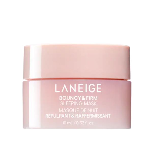 Laneige Bouncy & Firm Sleeping Mask ขนาดทดลอง 10 ml. สลีปปิ้งมาสก์ฟื้นฟูผิวยามค่ำคืนที่รวมเอาการดูแลอย่างครบถ้วน ช่วยยกกระชับผิวหน้า และผ่อนคลายอารมณ์ในหนึ่งเดียว เพื่อให้ผิวหลับได้ดีตลอดทั้งคืน เผยผิวที่แลดูกระจ่างใสผสานสารสกัดที่ช่วยคืนความกระชับแก่