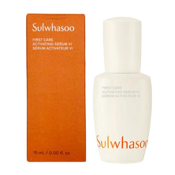 Sulwhasoo First Care Activating Serum VI ขนาดทดลอง 15 ml. ปรับสูตรใหม่เพื่อผลลัพธ์ x 2 เป็นรุ่นที่ 6 เซรั่มขั้นตอนแรกในการปรนนิบัติผิวฟื้นบำรุงและลดเลือนริ้วรอย ผสานสารสกัดจากโสม Ginseng Technology ช่วยผลัดเซลล์ผิวใหม่เสริมเกราะป้องกันผิวให้ดีขึ้