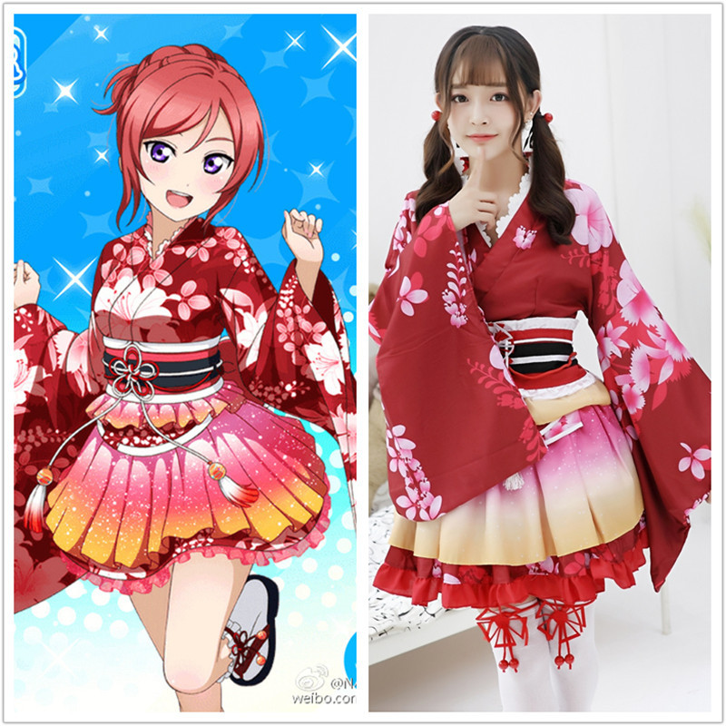 ++พร้อมส่ง++ชุดกิโมโน love live กิโมโนญี่ปุ่นสั้น สวยมากๆ