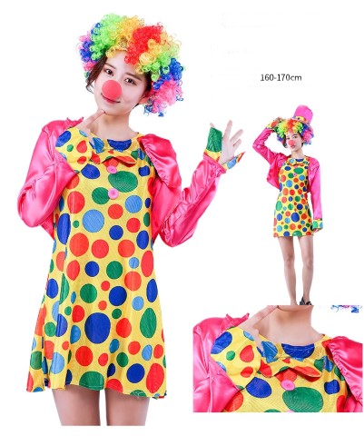 ++พร้อมส่ง++(วิก+จมูกซื้อแยก)ชุดตัวตลกผู้หญิง โบโซ่ ชุดโจ๊กเกอร์ Joker 
