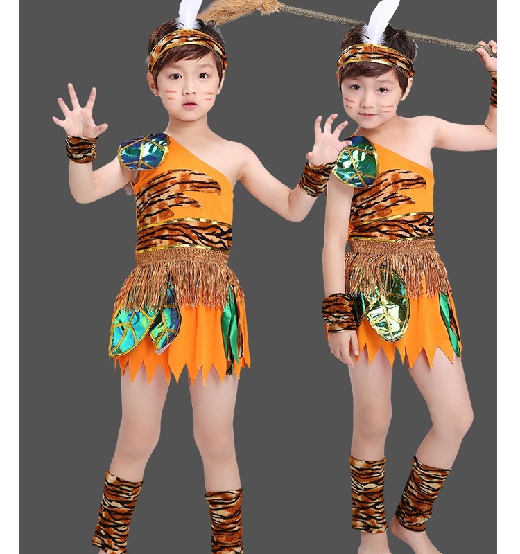 7C66.2 ชุดเด็กชาย ชุดคนป่า ชุดนางไม้ ชุดอินเดียแดง ชุดคนป่า ชุดชนเผ่า ชุดเมาคลีล่าสัตว์ Children Jungle Forest Costumes