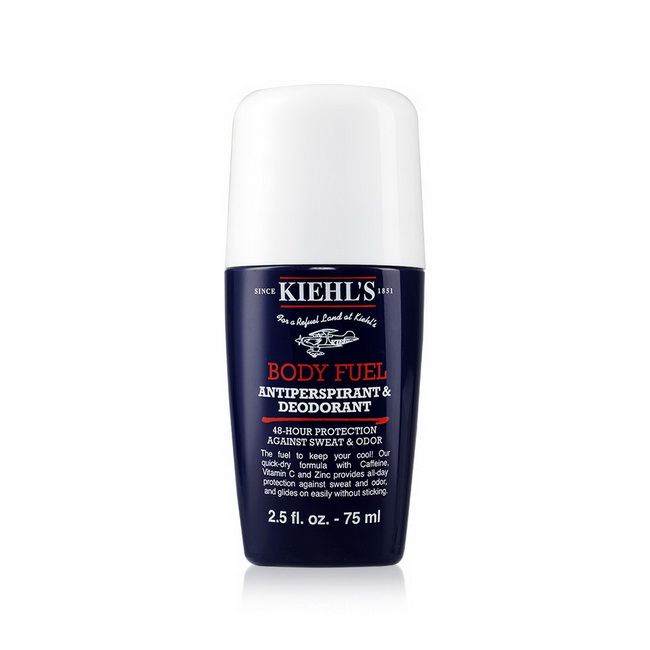 Kiehl's Body Fuel Antiperspirant & Deodorant 75 ml. ผลิตภัณฑ์ระงับกลิ่นเหงื่อและกลิ่นกายแบบลูกกลิ้ง สูตรแห้งเร็ว สามารถช่วยระงับเหงื่อและกลิ่นกายได้ยาวนาน 48 ชั่วโมง โดยมีส่วนผสมอันทรงประสิทธิภาพประกอบด้วย คาเฟอีน วิตามินซี และซิงค์ ใช้ง่าย ไม่เห