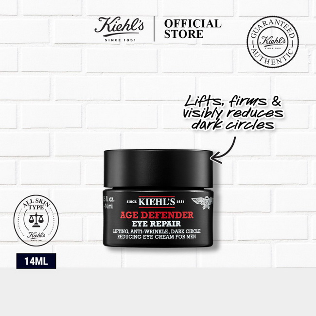 Kiehl's Age Defender Eye Repair 14 ml. ครีมบำรุงผิวใต้ตาสำหรับผู้ชาย ช่วยยกกระชับและลดรอยคล้ำรอบดวงตาด้วย Mineral Optical diffusers ครีมประกอบด้วย Rye Seed Extract ช่วยเพิ่มความกระชับและเรียบเนียนของผิว ให้ถุงใต้ตาที่หย่อนคล้อยลดลงและบริเวณรอบดวงตาดู