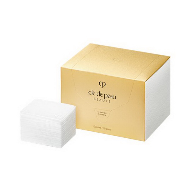Cle de Peau Beaute Le Cotton 120 Sheets สำลีแผ่นสุดหรูหรา มอบสัมผัสนุ่มนวลเนียนผิวสำลีแผ่นรุ่นพิเศษ 120แผ่นได้รับการผลิตสำหรับใช้ร่วมกับผลิตภัณฑ์ถนอมผิวเคลย์ เดอ โป โบเต้โดยเฉพาะ ทอผสานขึ้นจากใยไหมธรรมชาติคุณภาพสูงสุดกับใยฝ้ายเกรดพรีเมียม มอบสัมผัสนุ่มเนี