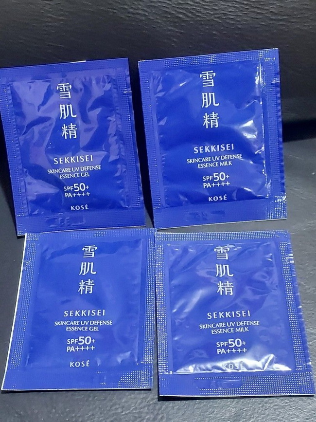 Kose Sekkisei Skincare UV Defense Essence Gel SPF50+ PA+++ แพคขนาดทดลอง 2.5 g. X 4 ซอง แบบซองพกพกสะดวก กันแดดเนื้อเจลปรับสูตรใหม่ สำหรับใช้ในชีวิตประจำวันเนื้อเจลแตกตัวเป็นน้ำ ทำให้สดชื่น สบายผิวเพิ่มสารความงามบำรุงผิว สารความงามจากลูกเดือย 3 ชนิด ช่วยปรั