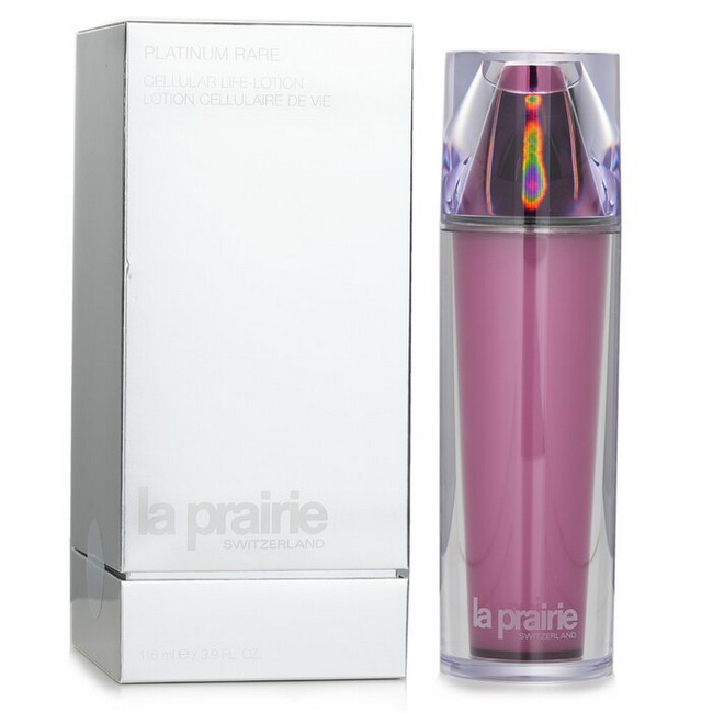 La Prairie Platinum Rare Haute Rejuvenation Life-Lotion ไซส์จริง 115 ml.โลชั่นน้ำตบเข้มข้นระดับเซรั่ม ช่วยลดเลือนริ้วรอยแห่งวัยให้จางลง ปรับสภาพผิวให้เซลล์ผิวแน่นขึ้นเพื่อผลลัพธ์ยกกระชับยิ่งขึ้น ฟื้นฟูความกระชับและความยืดหยุ่นมากขึ้น เนื้อโลชั่นยังเต็มไปด