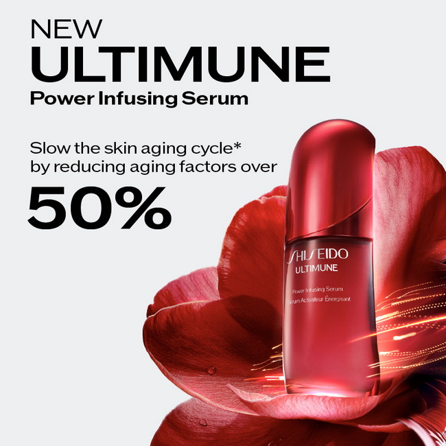 Shiseido New Ultimune Power Infusing Concentrate 50ml. สูตรอัพเกรดใหม่ล่าสุด พร้อมสารบำรุงตัวใหม่ เพื่อผิวอ่อนเยาว์กว่าที่เคย สูตรใหม่ ผสาน Power Fermented Camellia+ ส่วนผสมทรงประสิทธิภาพเอกสิทธิ์จาก SHISEIDO ที่ช่วยกำจัดเซลล์ผิวที่เสื่อมสภาพ เพื่อลดเลือน