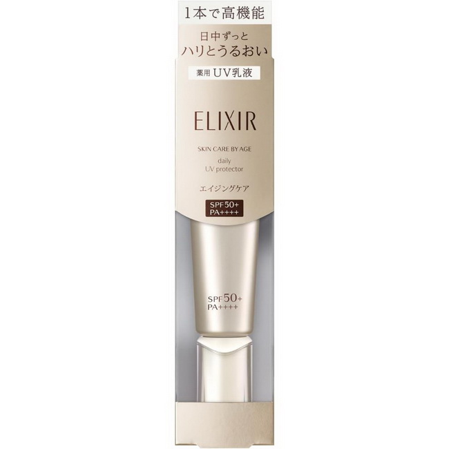 ELIXIR Skin Care by Age Daily UV Protector SPF50+ PA++++ 35 ml. ครีมกันแดด 3-in-1 มอบการปกป้องผิวจากรังสี UV สูงสุด ผสานส่วนผสมของอิโนซิทอล มีส่วนช่วยต่อต้านริ้วรอยแห่งวัย ช่วยลดเลือนริ้วรอยและคงความชุ่มชื้นยาวนาน เผยผิว PEARLglow ที่สดใส พร้อมเป็นไพรเมอร