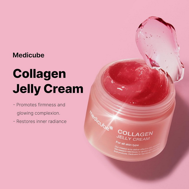 Medicube Collagen Jelly Cream ไซส์ใหญ่ 110 ml. สินค้าแบรนด์เกาหลีขึ้นชื่อเรื่องบูสต์ผิวโกล์ว แบบ Glass Skin เจลลี่ผิวบูสต์หน้าโกลว์ คอลลาเจนโกลว์ลิฟติ้งผิวให้กระชับผิวขึ้น สกินแคร์แบบใหม่แบบสับ มาในรูปแบบเจลลี่ครีม รวมไนอาซินาไมด์และคอลลาเจน มาอยู่ในเนื้อ
