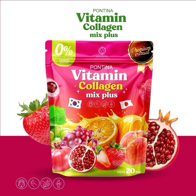 น้ำชงพรทิน่า คอลลาเจน Pontina Vitamin Collagen Mix Plus 20ซอง