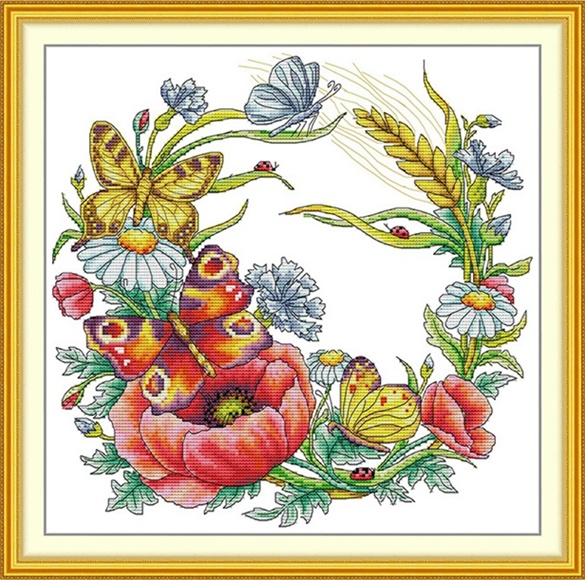 Flower and butterflies (ไม่พิมพ์/พิมพ์ลาย)