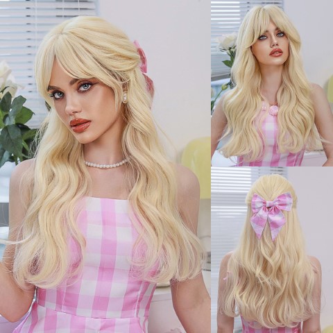 วิกผมสีบลอนด์ วิกสีทอง วิกผมลอนสีทอง วิกทอง วิกผมบาร์บี้ วิกbarbies วิกบาร์บี้