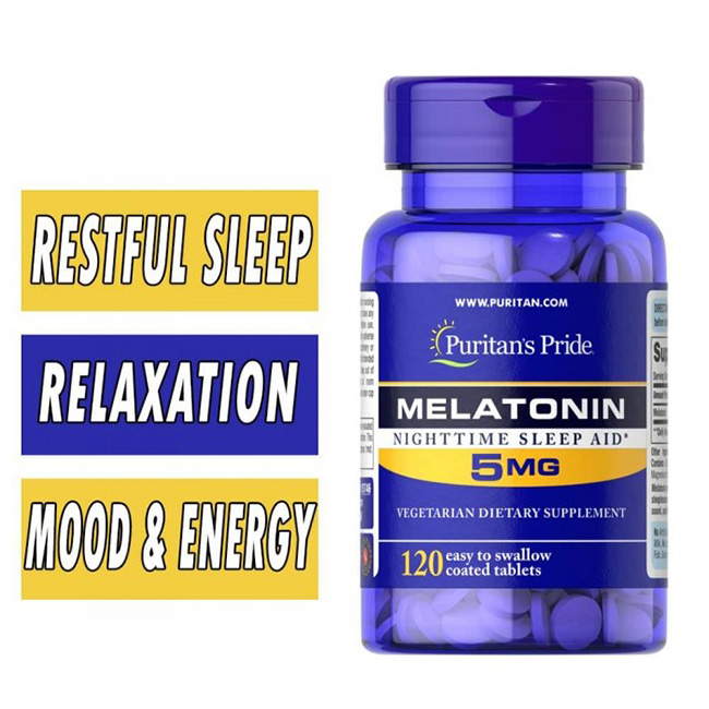 Puritan's Pride Melatonin Sleep Aid 5 mg 120 Capsules พูริแทนไพร์ม ผลิตภัณฑ์เสริมอาหารเมลาโทนิน 5 mg. นำเข้าจากอเมริกา สำหรับผู้ที่นอนหลับยาก เคยทานเมลาโทนิน 3 mg. แล้วยังนอนหลับไม่ดีพอ จำเป็นต้องเพิ่มโดสของเมลาโทนิน จะทำให้คุณหลับลึก มีสมาธิดีขึ
