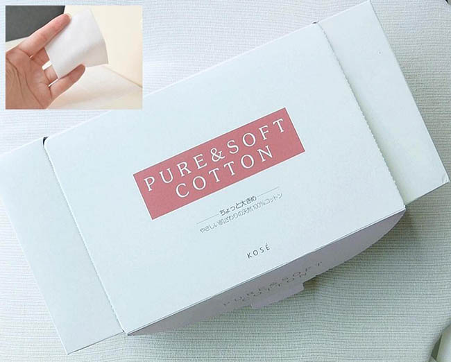 สำลีแผ่น KOSE Pure & Soft Cotton 128 แผ่น สำลีเช็ดหน้าเนียนนุ่ม ไม่เป็นขุย ไม่ระคายเคืองผิว ไม่เปลืองคลีนซิ่งหรือโทนเนอร์เลย แผ่นใหญ่พอเหมาะจับได้อย่างถนัดมือ ใช้ทำมาส์กหน้าได้ด้วย