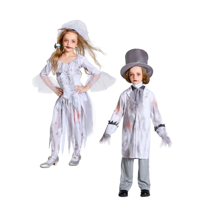 7C391 ชุดเด็ก ชุดผีเจ้าบ่าว ชุดผีเจ้าสาว ชุดคู่ผีแต่งงาน Ghost Wedding Halloween Costume