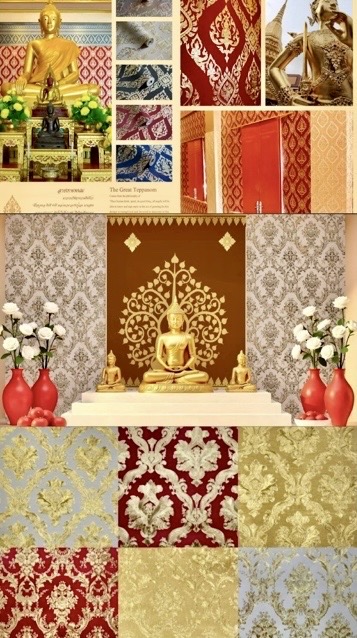 วอลลายไทย สีจริงเข้ม มัน วาว ลายชัด โดดเด่น  ยาว 10ม. กว้าง 53ซม. ม้วน 5ตรม.lh