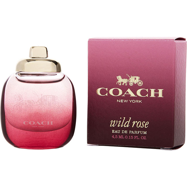 Coach New York Wild Rose Eau de Parfum ขนาดทดลอง 4.5 ml. หัวแต้ม น้ำหอมสำหรับผู้หญิง ที่ได้รับแรงบันดาลใจจากความงามของทุ่งหญ้าดอกไม้ป่า กลิ่นหอมที่ละเอียดอ่อนและเข้มข้นผสมผสานกับลูกเกดสีแดงฉ่ำกับดอกกุหลาบบานและแอมบรอกซานอันอบอุ่น