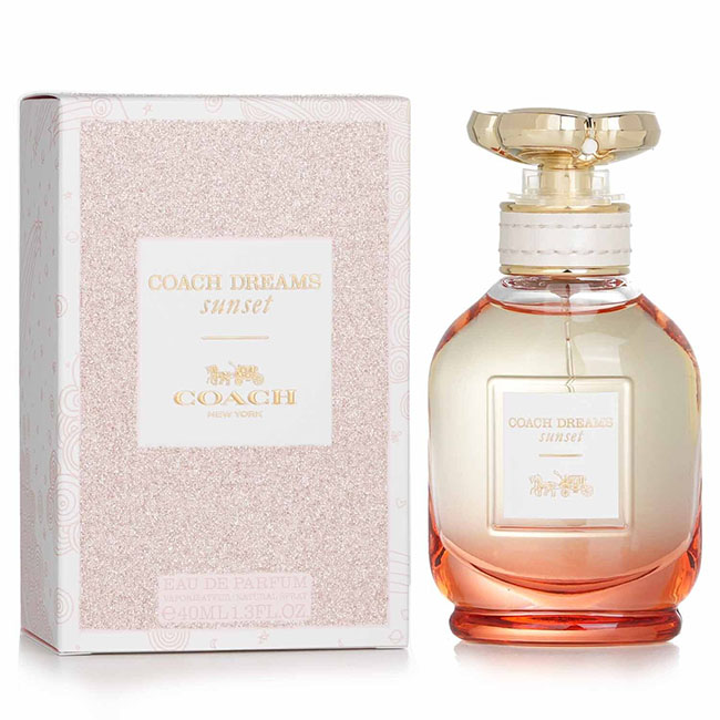 Coach New York Coach Dreams Sunset Eau de Parfum Natural Spray 40 ml. น้ำหอมกลิ่นแอมเบอร์ฟลอรัลสำหรับผู้หญิง โทนฟลอรัลแสนสดชื่น ผสานวู้ดดี้และจิตวิญญาณแห่งใจที่โหยหาอิสรภาพ จากแรงบันดาลใจของแสงอาทิตย์ในยามลับตาที่ดูอบอุ่นและส่องประกายงดงามและความเป็นไปได้
