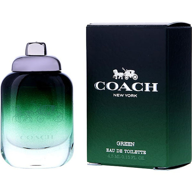 Coach New York Green Eau de Toillete ขนาดทดลอง 4.5ml. หัวแต้ม น้ำหอมสำหรับผู้ชายสไตล์คลาสสิกแนวกลิ่น Woody Fruit Green โทนไม้ ฟรุ้ตตี้ เปิดด้วยกลิ่นหอมท็อปโน้ตสดชื่นจากกีวี่และมะกรูด เน้นกลิ่นหอมอะโรมาติคจากโรสแมรี่และเจอเรเนียม ก่อนจะแห้งลงเป็นกลิ่นหอมโท