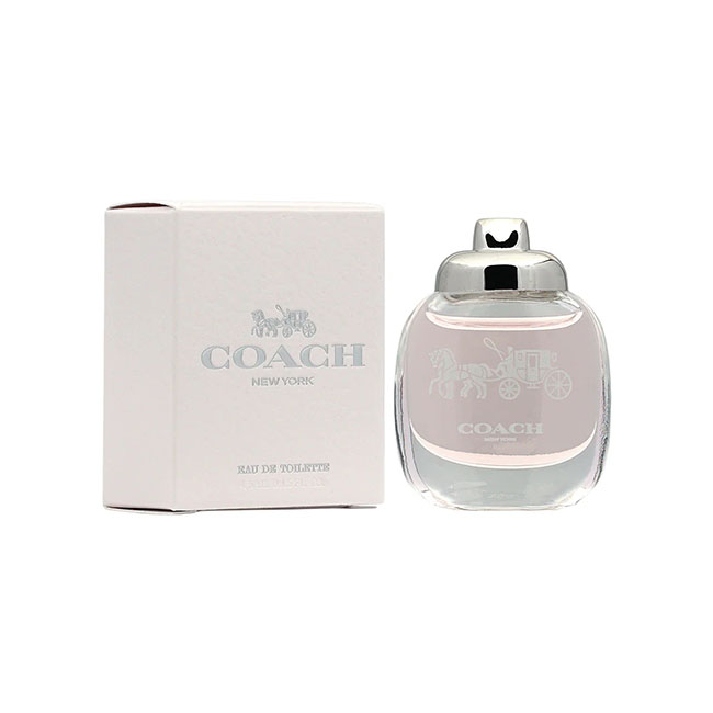 Coach New York Eau de Toilette ขนาดทดลอง 4.5 ml. หัวแต้ม น้ำหอมสำหรับผู้หญิง ที่ได้แรงบันดาลใจจากการใช้ชีวิตของผู้คนในมหานครนิวยอร์ก เปิดสัมผัสแรกของน้ำหอมด้วยกลิ่นหอมหวาน และสดชื่นจากลูกแพร์ ตามด้วยกลิ่นที่ให้ความรู้สึกสง่างาม บริสุทธิ์ และไร้กาลเวลาจากก