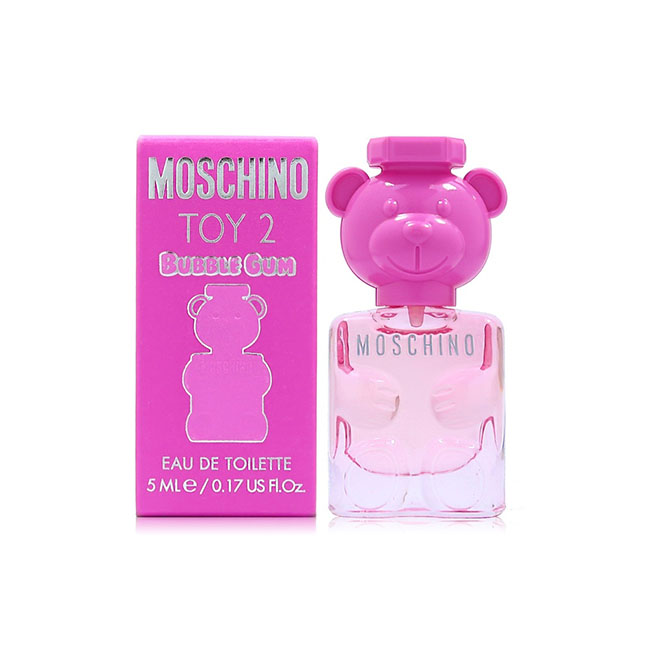 Moschino Toy 2 Bubble Gum Eau de Toilette ขนาดทดลอง 5 ml. หัวแต้ม น้ำหอมสำหรับผู้หญิง ตระกูลกลิ่นหอมดอกไม้ ผลไม้ เครื่องหอม กลิ่นหอมขนม หอมน่ารัก กลิ่นผลไม่ผสมดอกไม้ ยิ่งดมยิ่งน่ากิน พร้อมเผยความสนุกของกลิ่นที่เพิ่มเติมด้วยความสดใสดุจโลกที่เป็นสีชมพู มาพร