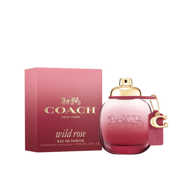 Coach New York Wild Rose Eau de Parfum Natural Spray 50 ml. น้ำหอมสำหรับผู้หญิง ที่ได้รับแรงบันดาลใจจากความงามของทุ่งหญ้าดอกไม้ป่า กลิ่นหอมที่ละเอียดอ่อนและเข้มข้นผสมผสานกับลูกเกดสีแดงฉ่ำกับดอกกุหลาบบานและแอมบรอกซานอันอบอุ่น