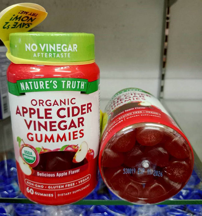 Nature's Truth Vitamins Apple Cider Vinegar Gummies 60 Gummies Delicious Apple Flavor กัมมี่เจลลี่รสชาติอร่อยทานง่าย ช่วยกระตุ้นการเผาผลาญไขมัน ช่วยเรื่องการเผาผลาญและลดระดับน้ำตาลในเลือด  ผลิตจากน้ำส้มสายชูหมักจากแอปเปิ้ลออแกนิค  ปราศจากกลูเตน นม สิ
