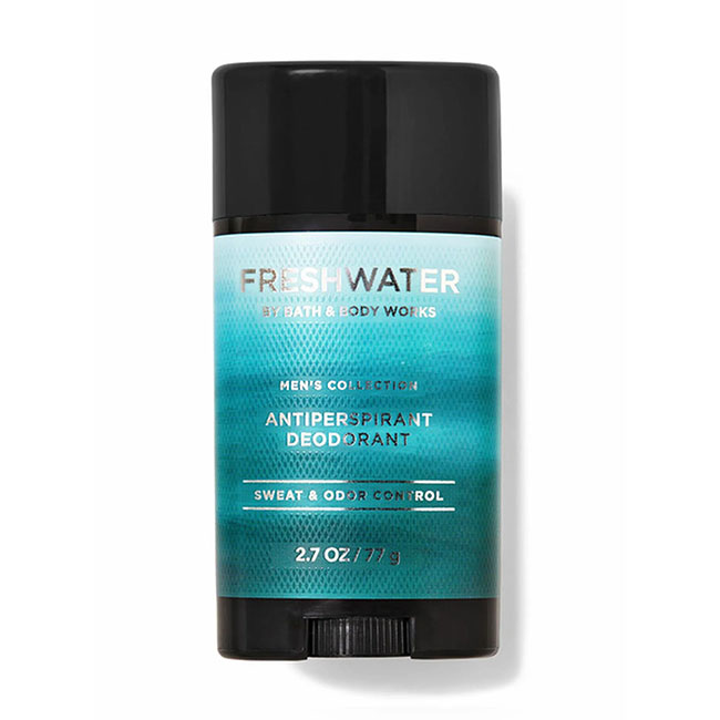 Bath and Body Works Freshwater Antiperspirant Deodorant Sweat & Odor Control 77 g โรลออนสติ๊ก ระงับเหงื่อ ระงับกลิ่นกายสำหรับผู้ที่มีปัญหามีกลิ่นตัวและเหงื่อออกมาก ให้ใต้วงแขนแห้งสบายตลอดวันพร้อมกลิ่นหอมสดชื่นใต้วงแขนตลอดเวลายาวนาน24ชม.