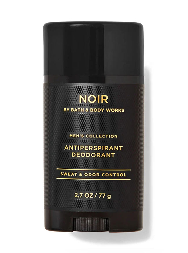 Bath and Body Works Noir Antiperspirant Deodorant Sweat & Odor Control 77 g โรลออนสติ๊ก ระงับเหงื่อ ระงับกลิ่นกายสำหรับผู้ที่มีปัญหามีกลิ่นตัวและเหงื่อออกมาก ให้ใต้วงแขนแห้งสบายตลอดวันพร้อมกลิ่นหอมสดชื่นใต้วงแขนตลอดเวลายาวนาน24ชม.