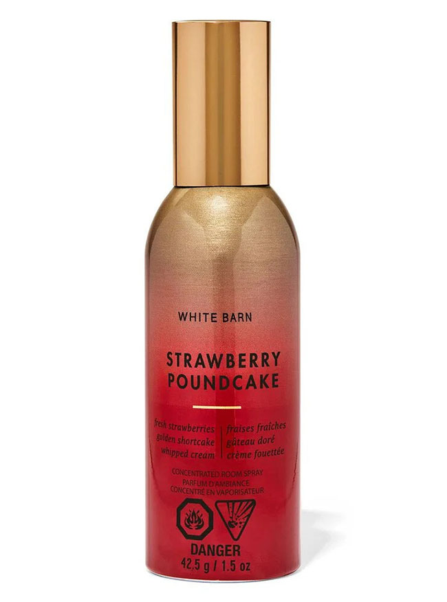 Bath and Body Works Strawberry Pound Cake Concentrated Room Spray 42.5 g สเปรย์ปรับอากาศ ขวดเล็ก แต่ฉีดได้มากถึง 250ครั้ง++ เหมาะสำหรับใช้ฉีดเพื่อปรับอากาศ ให้เกิดกลิ่นหอมภายในเวลาอันรวดเร็ว ใครที่ต้องการเอาไว้ใช้ดับกลิ่นอับ กลิ่นไม่พึงประสงค์แบบด่วนๆ ข