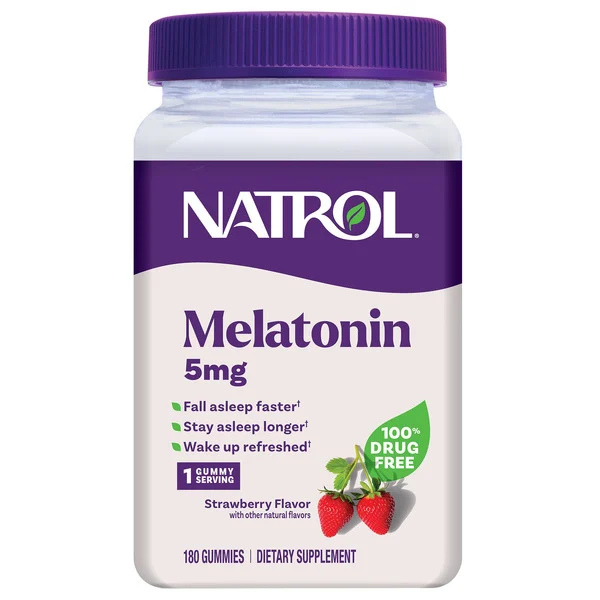 Natrol Gummies Melatonin 5 Mg. 180 Strawberry Flavor Gummies ของแท้จาก US 100% แพคเกจใหม่ วิตามินเมลาโทนินแบบกัมมี่ รสสตรอเบอร์รี่ ระดับความเข้มข้นสำหรับผู้เริ่มทาน ช่วยทำให้รู้สึกผ่อนคลาย นอนหลับง่ายขึ้น หลับสบายไม่ตื่นกลางดึก ตื่นมาสมองปลอดโปร่ง ช่วยให้