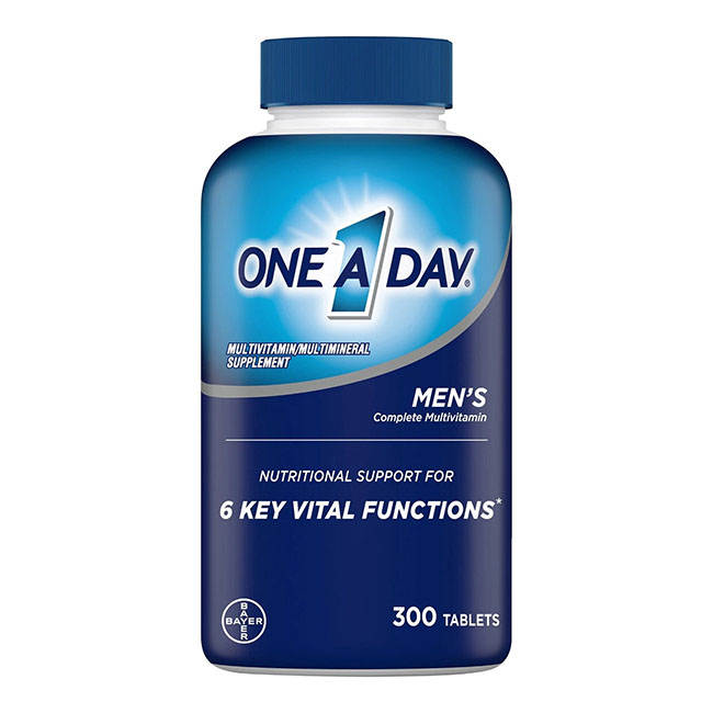 One A Day Men's Multivitamin 300 Tablets ของแท้นำเข้าจากอเมริกา วิตามินรวมสำหรับผู้ชายในวัยทำงานที่อายุต่ำกว่า 50 ปี เป็นmultivitamin ได้รับสารอาหารครบถ้วนในเม็ดเดียว ประกอบด้วยสารอาหารหลักที่ช่วยสนับสนุนภูมิคุ้มกันและกระบวนการเกิดพลังงานในร่างกายช่ว