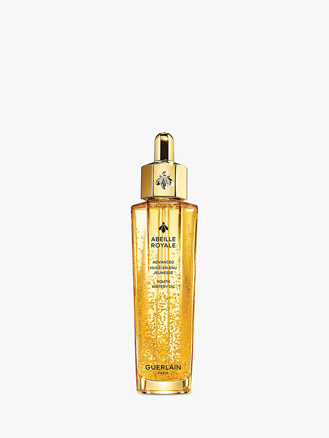 GUERLAIN Abeille Royale Advanced Youth Watery Oil 30 ml. ออยล์เซรั่มฟื้นบำรุงอย่างล้ำลึกและทรงประสิทธิภาพยิ่งกว่า ผสานคุณค่าจากน้ำผึ้งผึ้งดำและนมผึ้งที่อุดมด้วยสารอาหาร เพื่อสร้างสูตรที่ออกแบบมาเพื่อเติมเต็มผิว เพิ่มความเปล่งประกาย ฟื้นฟูผิวรวดเร
