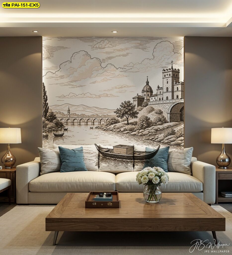 ภาพวอลเปเปอร์สะพานยุโรปเหนือแม่น้ำ ถ่ายทอดความสงบเรียบง่าย สื่อถึงความสมดุลและผ่อนคลาย