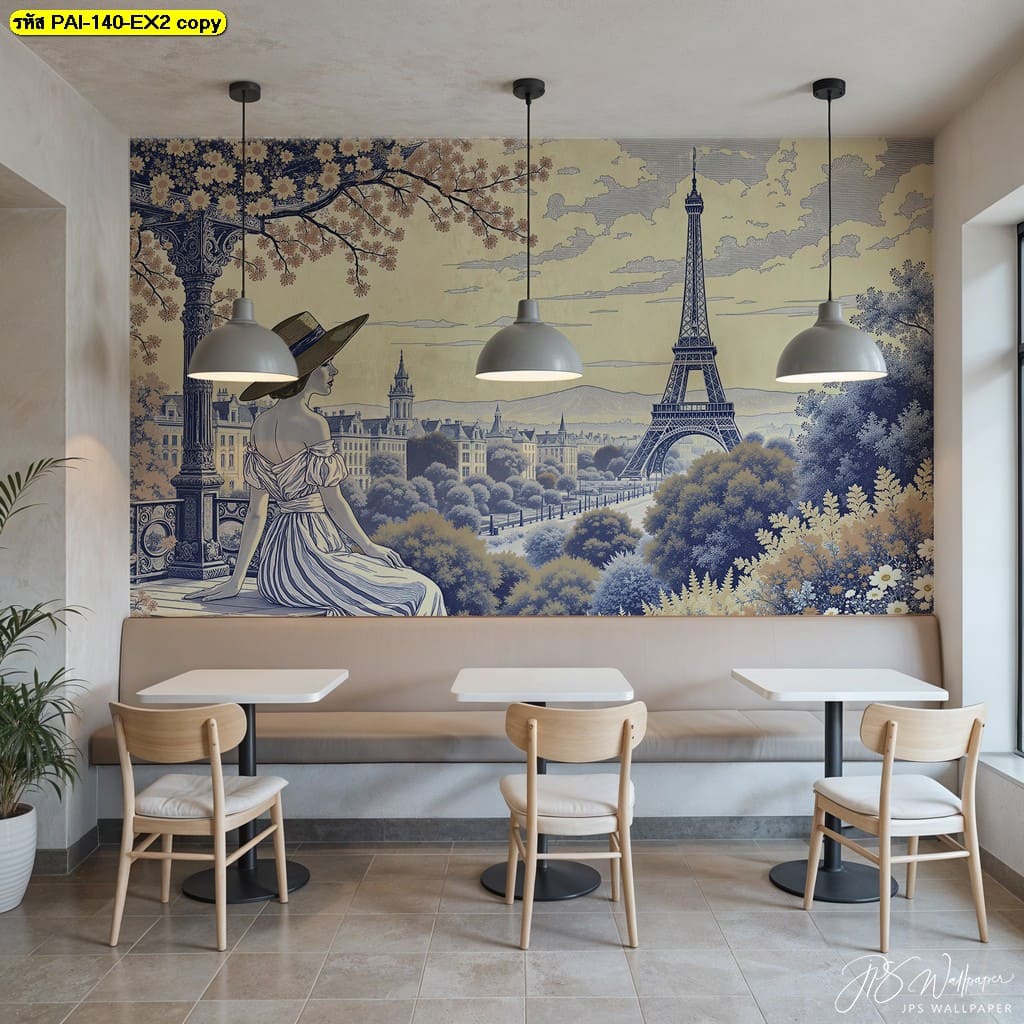 วอลเปเปอร์หญิงสาวกับหอไอเฟล ถ่ายทอดความอ่อนหวานของศิลปะและความงดงามแบบยุโรป