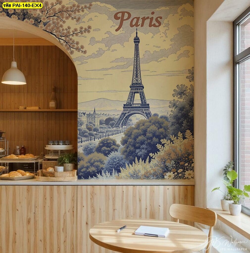 วอลเปเปอร์วิวหอไอเฟลและธรรมชาติ ถ่ายทอดความสงบงามของยุโรป เติมเต็มมุมร้านอาหาร