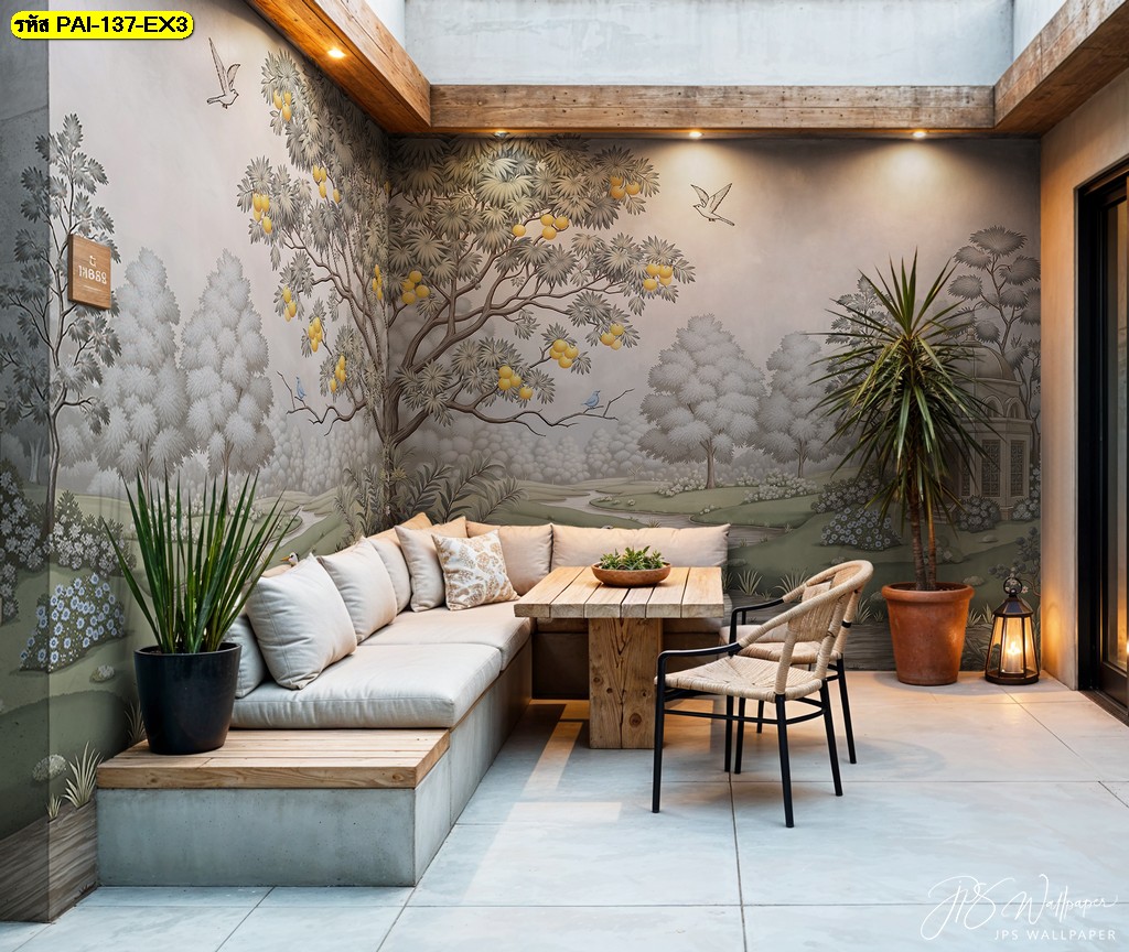 วอลเปเปอร์สวนป่าลายเส้น เติมบรรยากาศมุมพักผ่อนให้สดชื่นและสงบ