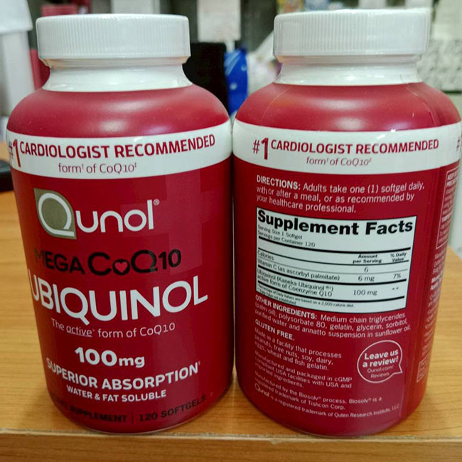 Qunol Mega CoQ10 Ubiquinol 100 mg 120 Softgels (ขวดแดง) เหมาะกับผู้มีอายุ 40 ปีขึ้นไปวิตามินโคคิวเทนเป็นรูปแบบของ CoQ10 ที่ร่างกายดูดซึมได้ดีที่สุด ละลายได้ทั้งในน้ำและน้ำมัน เป็น CoQ10 ที่หมอหัวใจในอเมริกาแนะนำเป็นอันดับ 1 ช่วยบำรุงสุขภาพหัวใจและเส้นเลือ