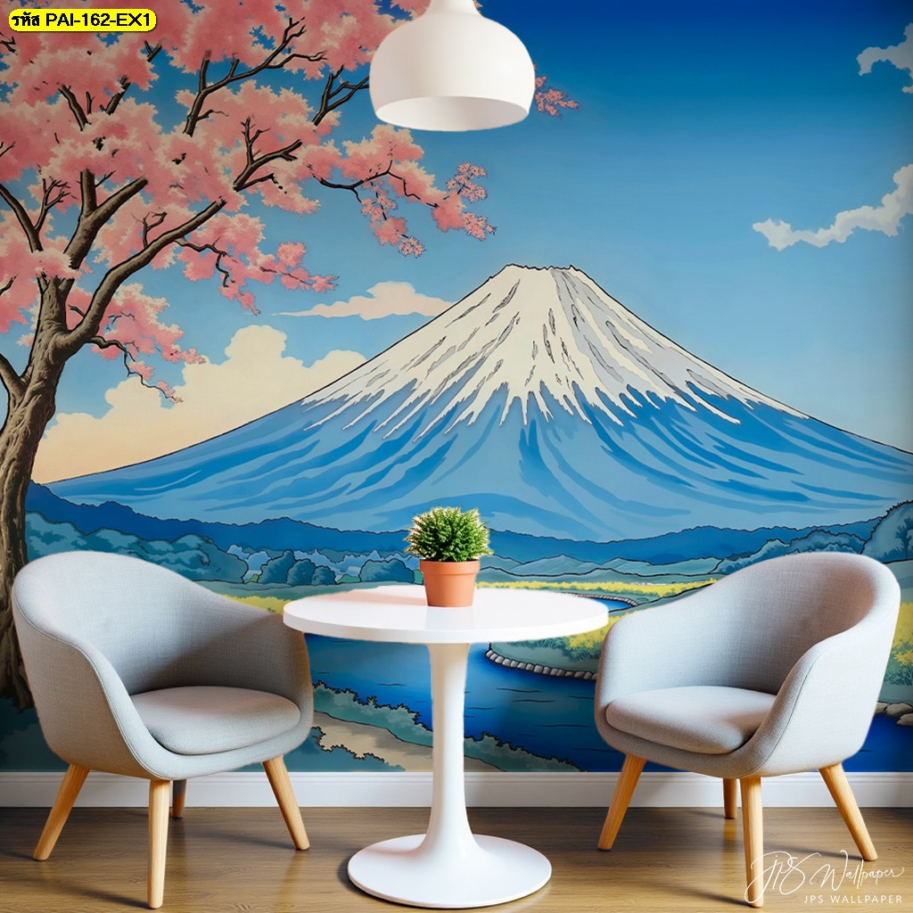 วอลเปเปอร์ ภูเขาฟูจิยามะกับซากุระบานสะพรั่ง สื่อถึงความสง่างามและความมั่นคงในทุกมุมมองของธรรมชาติ