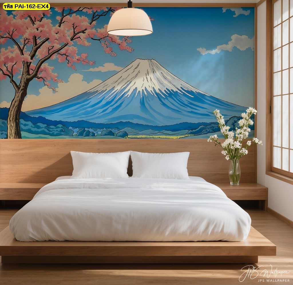 วอลเปเปอร์ลายภูเขาฟูจิใต้ซากุระชมพู ถ่ายทอดพลังของธรรมชาติที่สง่างามและความสงบในแบบญี่ปุ่นดั้งเดิม วอลเปเปอร์ลายภูเขาฟูจิใต้ซากุระชมพู ถ่ายทอดพลังของธรรมชาติที่สง่างามและความสงบในแบบญี่ปุ่นดั้งเดิม