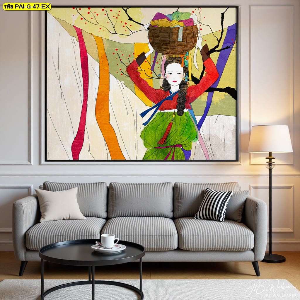 วอลเปเปอร์หญิงสาวเกาหลีในชุดพื้นเมืองสีสดใส ถ่ายทอดพลังชีวิตและความงามของวัฒนธรรมพื้นบ้านอย่างอบอุ่น