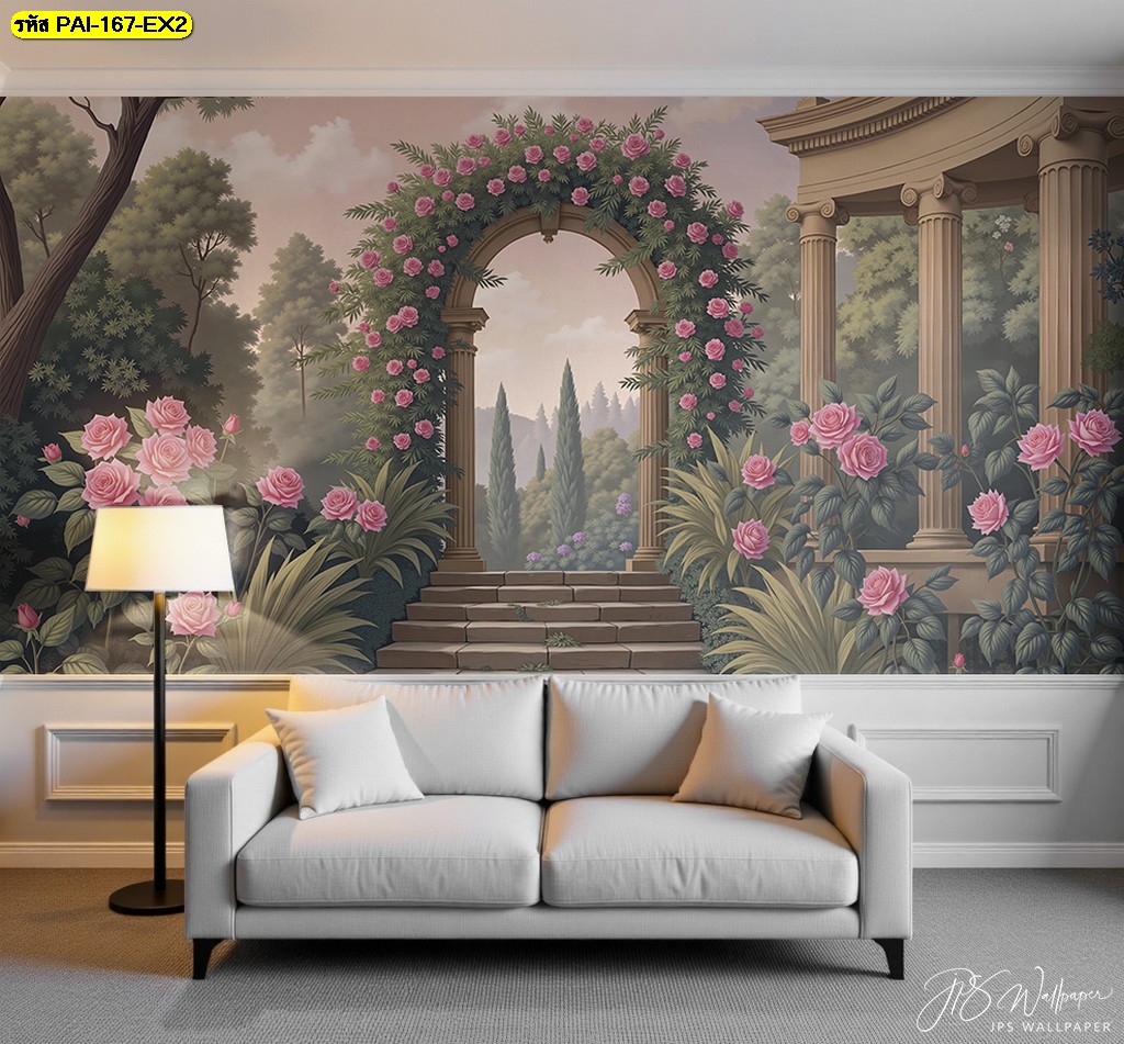 วอลเปเปอร์สวนกุหลาบยุโรป เติมความโรแมนติกให้ห้องด้วยประตูหินและดอกกุหลาบบานรอบซุ้มสุดหรู วอลเปเปอร์สวนกุหลาบยุโรป เติมความโรแมนติกให้ห้องด้วยประตูหินและดอกกุหลาบบานรอบซุ้มสุดหรู
