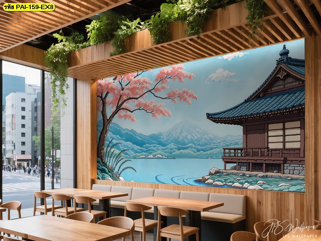 Wallpaperศิลปะญี่ปุ่นผสมความร่วมสมัย ภาพศาลาริมน้ำกับซากุระเปลี่ยนผนังให้เป็นจุดเด่นที่นุ่มนวลและสงบ Wallpaperศิลปะญี่ปุ่นผสมความร่วมสมัย ภาพศาลาริมน้ำกับซากุระเปลี่ยนผนังให้เป็นจุดเด่นที่นุ่มนวลและสงบ