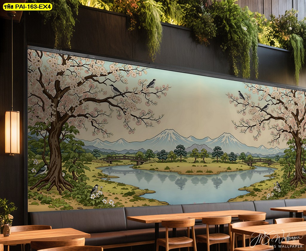 วอลเปเปอร์วิวสะพานกลางทุ่งซากุระและภูเขาไฟคู่ ถ่ายทอดความสงบและความอ่อนโยนของศิลปะญี่ปุ่น วอลเปเปอร์วิวสะพานกลางทุ่งซากุระและภูเขาไฟคู่ ถ่ายทอดความสงบและความอ่อนโยนของศิลปะญี่ปุ่น