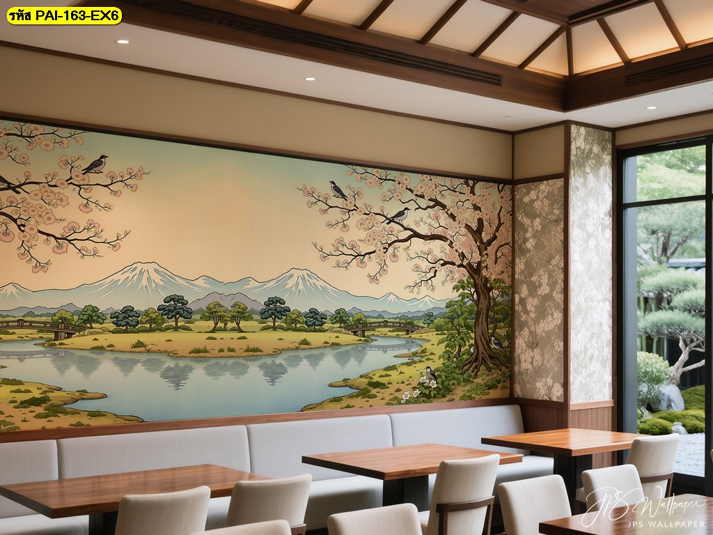 วอลเปเปอร์ทิวทัศน์ญี่ปุ่นคลาสสิก ภูเขาไฟคู่และต้นซากุระสื่อถึงความอ่อนโยนและความสงบกลมกลืน วอลเปเปอร์ทิวทัศน์ญี่ปุ่นคลาสสิก ภูเขาไฟคู่และต้นซากุระสื่อถึงความอ่อนโยนและความสงบกลมกลืน