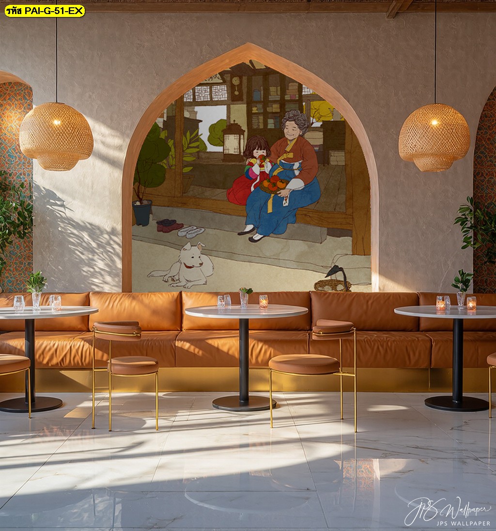 วอลเปเปอร์ภาพคุณยายและหลานนั่งเล่นกับสุนัข ถ่ายทอดความรัก ความอบอุ่น และความผูกพันในครอบครัว