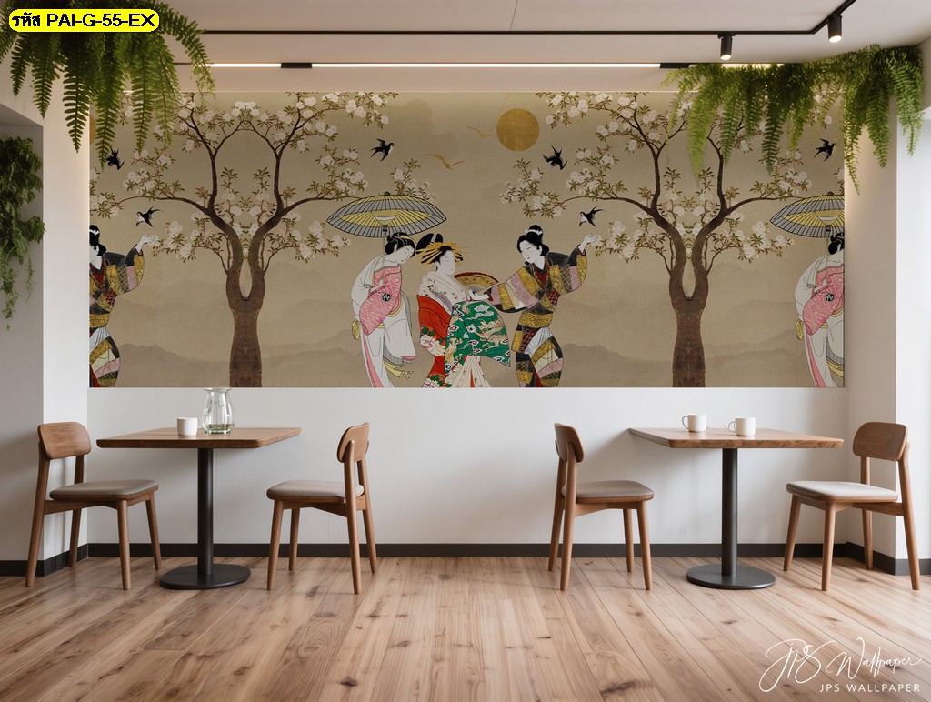 วอลเปเปอร์หญิงญี่ปุ่นในสวนซากุระ ถ่ายทอดความงามของมิตรภาพและวัฒนธรรมฤดูใบไม้ผลิ