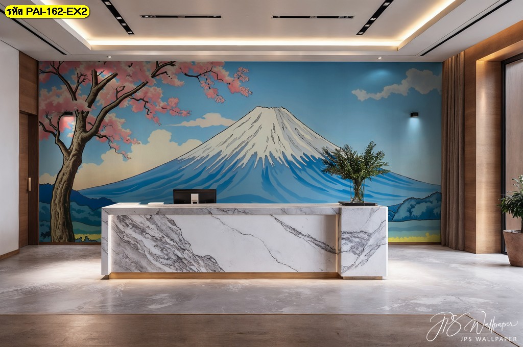 วอลเปเปอร์ภูเขาไฟฟูจิและซากุระยามเช้า ถ่ายทอดความยิ่งใหญ่ของธรรมชาติและความงามแห่งความสงบ