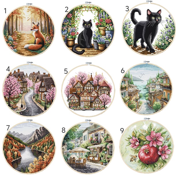 Fox, cat, street, fruit (พร้อมเฟรม)(พิมพ์ลาย)